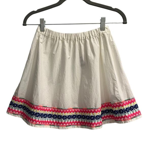 Crewcuts Size Large 10 / 12 Girls Skirt White With Embroidered Hemline NWT - Picture 1 of 5
